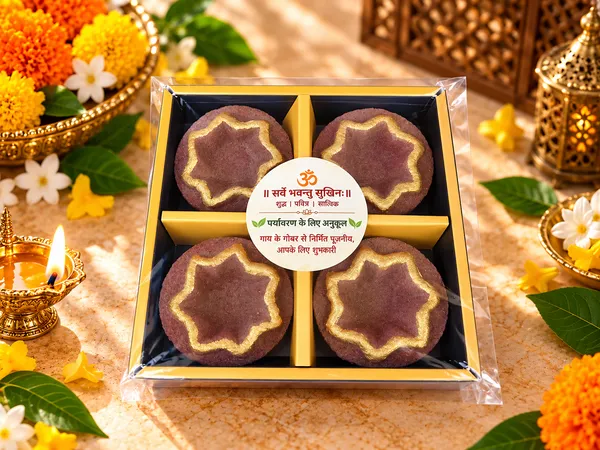 Kamal_Panchgavya_Diya_/_Gobbar_Diya_/_Cow_Dung_Diya_-_Pack_Of_4