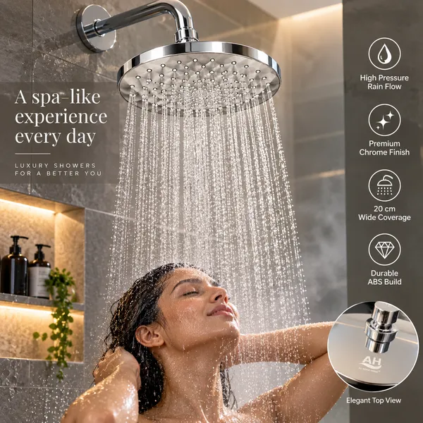 Chrome_Plated_Abs_Shower_Head_20Cm_Round_High_Pressure_Showerhead
