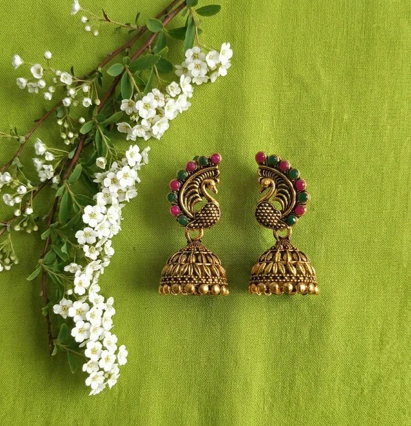 Gold_Tone_Peacock_Stone_Jhumka_Earrings_For_Women