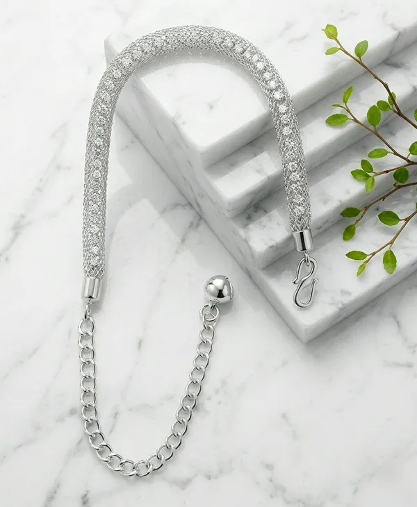 Silver_Tone_Mesh_Chain_Anklet_For_Women