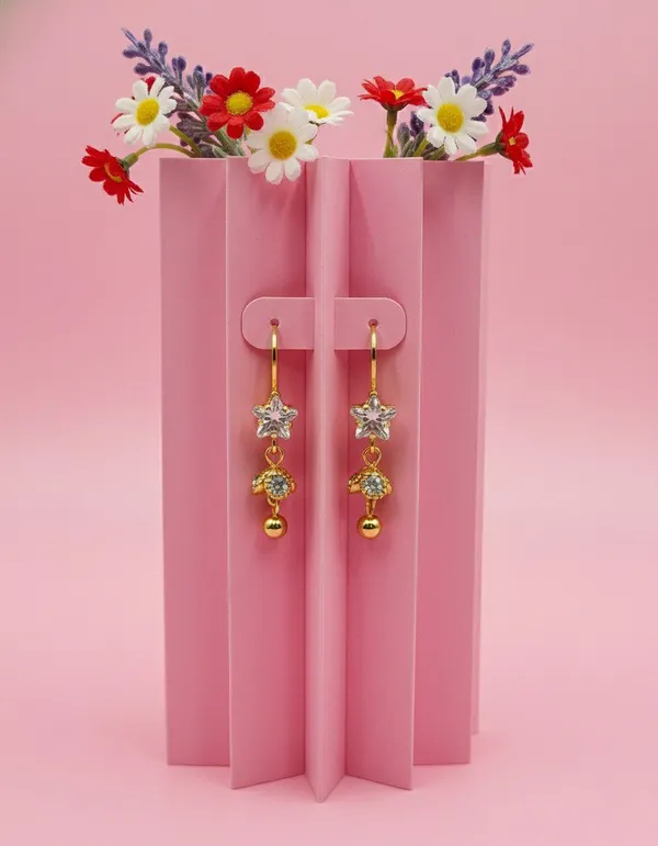 Gold_Tone_Floral_Bead_Drop_Earrings_For_Women