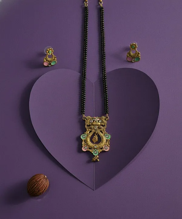 Gold_Tone_Beaded_Mangalsutra_Necklace_Set_For_Women