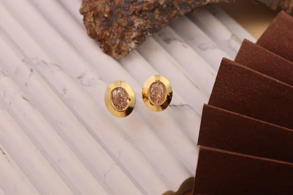 Gold_Tone_Round_Brown_Centre_Stud_Earrings_For_Women