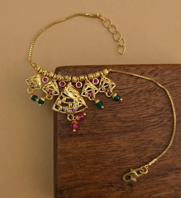 Gold_Tone_Pink_Green_Stone_Traditional_Necklace_For_Women
