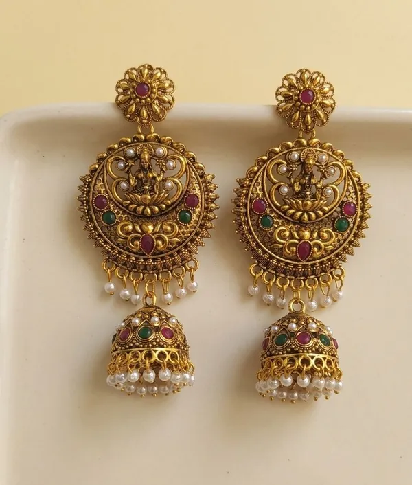 Gold_Tone_Temple_Jhumka_Earrings_For_Women
