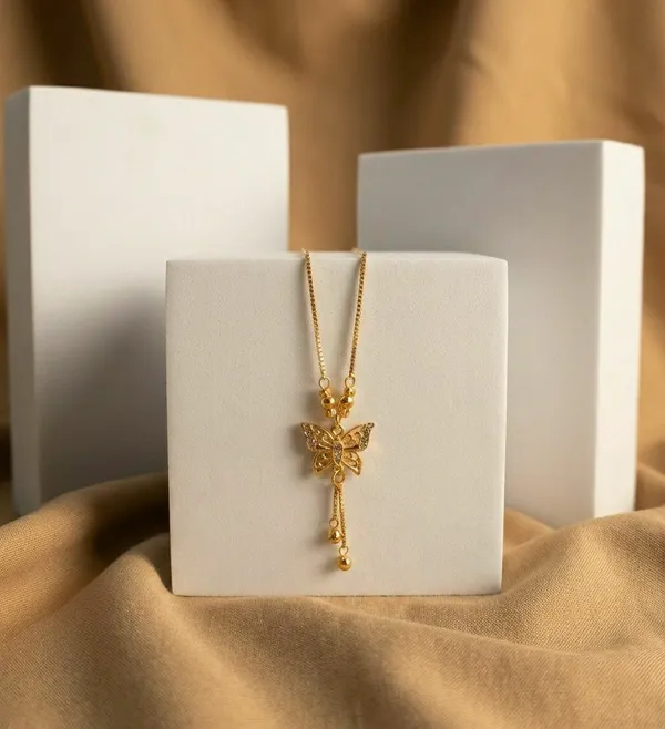 Gold_Tone_Butterfly_Stone_Drop_Pendant_Necklace_For_Women