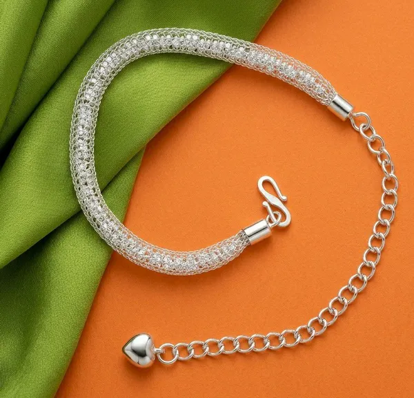Silver_Tone_Mesh_Chain_Anklet_For_Women