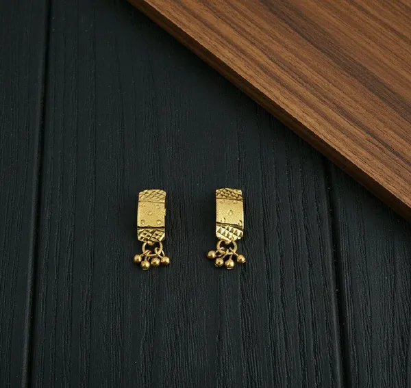 Rose_Gold_Tone_Textured_Rectangular_Drop_Earrings_For_Women