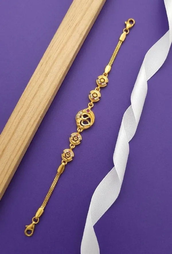 Gold_Tone_Cz_Double_Layer_Charm_Chain_Bracelet_For_Women