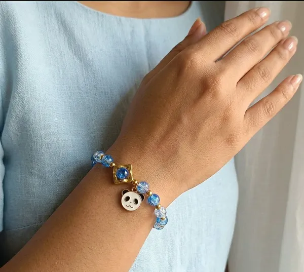 Blue_Beaded_Panda_Charm_Bracelet_For_Women