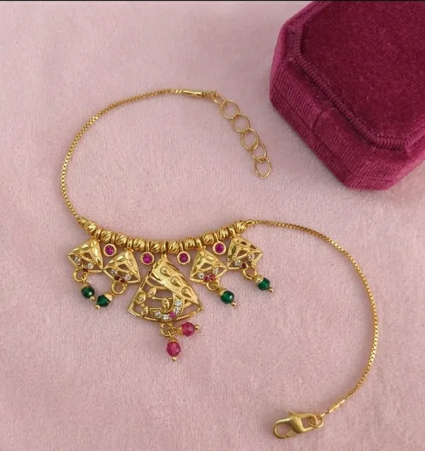 Gold_Tone_Pink_Green_Stone_Traditional_Necklace_For_Women