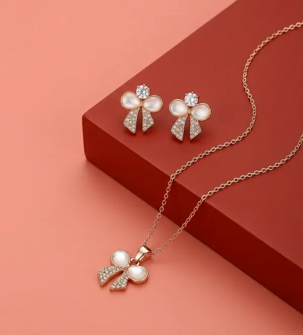 Rose_Gold_Tone_Butterfly_Pendant_Jewellery_Set_For_Women