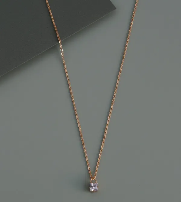 Rose_Gold_Tone_Square_Stone_Pendant_Necklace_For_Women
