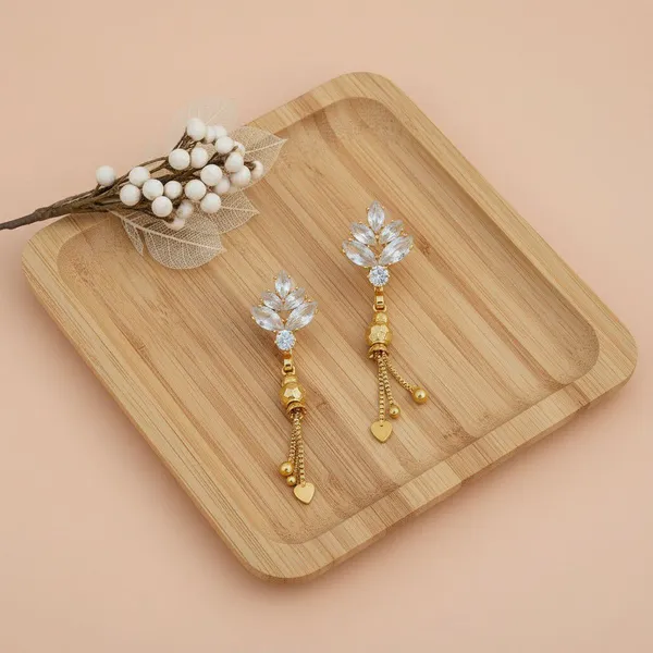 Gold_Tone_Floral_Dangle_Earrings_For_Women