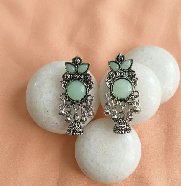 Green_Oxidised_Metal_Floral_Jhumka_Earrings_For_Women