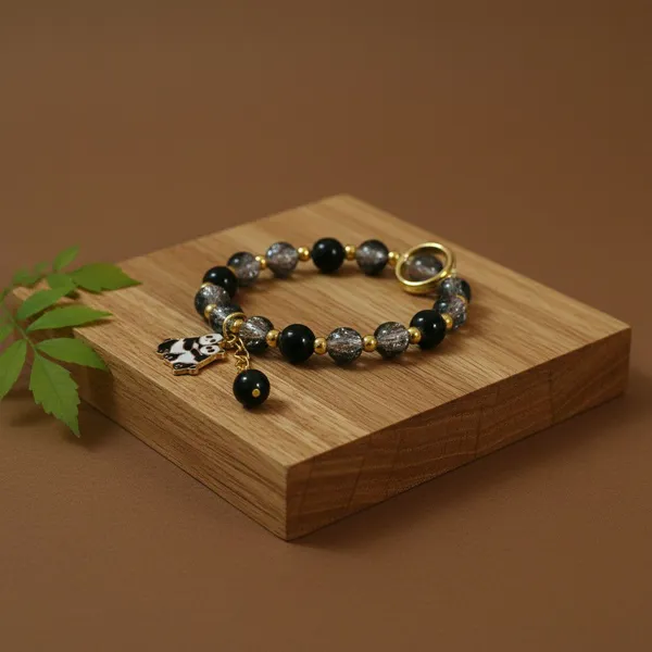 Black_Beaded_Panda_Charm_Bracelet_For_Women