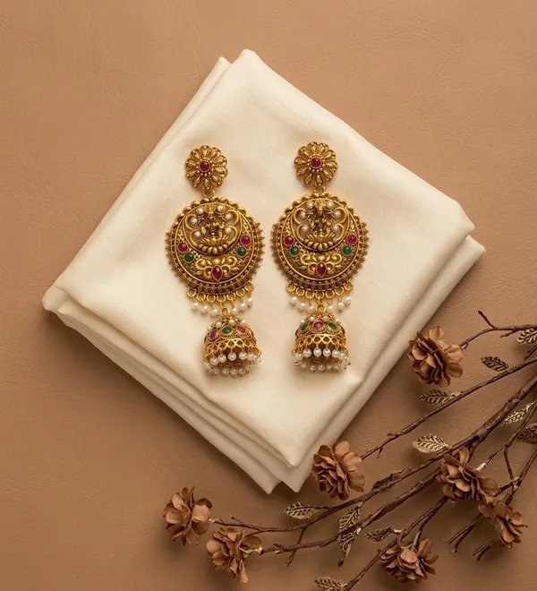 Gold_Tone_Temple_Jhumka_Earrings_For_Women