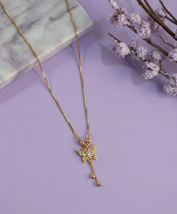 Gold_Tone_Butterfly_Stone_Drop_Pendant_Necklace_For_Women