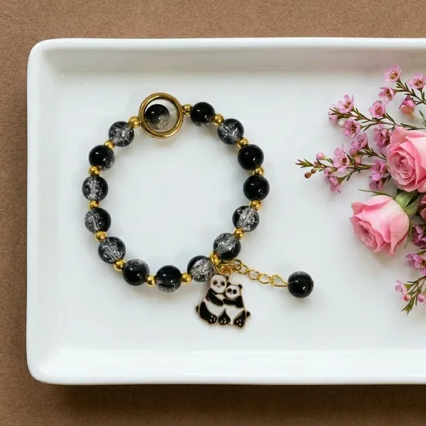Black_Beaded_Panda_Charm_Bracelet_For_Women