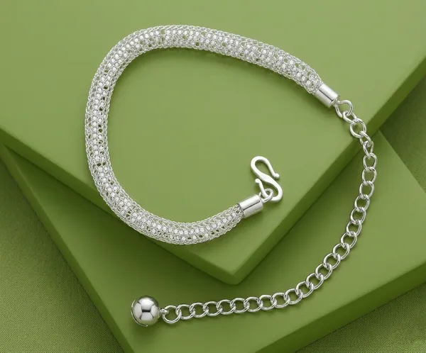 Silver_Tone_Mesh_Chain_Anklet_For_Women