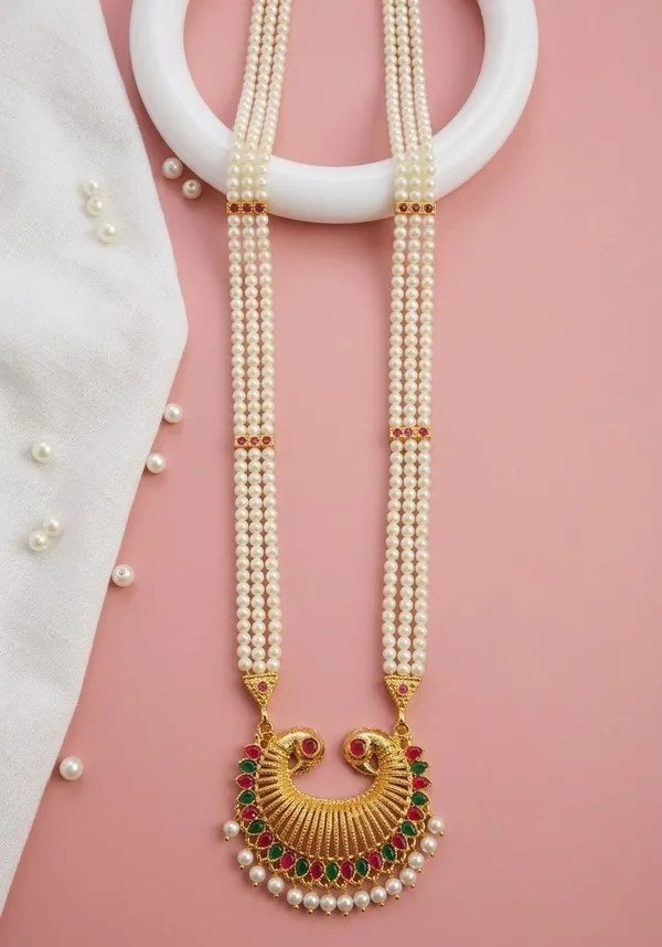 Gold_Tone_Pearl_Peacock_Necklace_For_Women