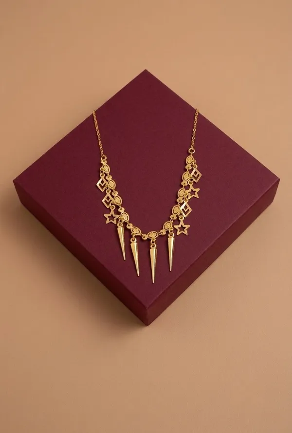 Gold_Tone_Geometric_Star_Charm_Necklace_For_Women