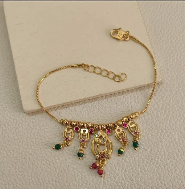 Gold_Tone_Temple_Green_Red_Stone_Pendant_Necklace_For_Women
