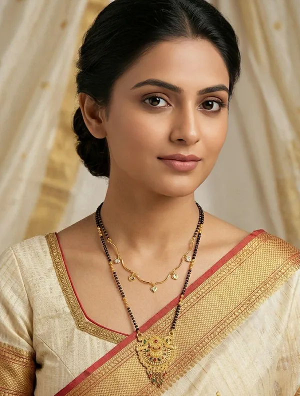 Gold_Tone_Black_Bead_3_Piece_Mangalsutra_Jewellery_Set_For_Women