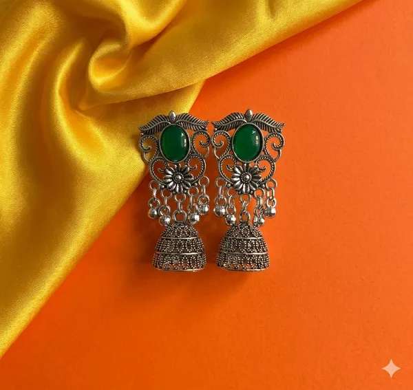Green_Oxidised_Silver_Tone_Jhumka_Earrings_For_Women