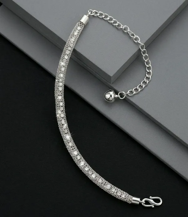 Silver_Tone_Mesh_Chain_Anklet_For_Women