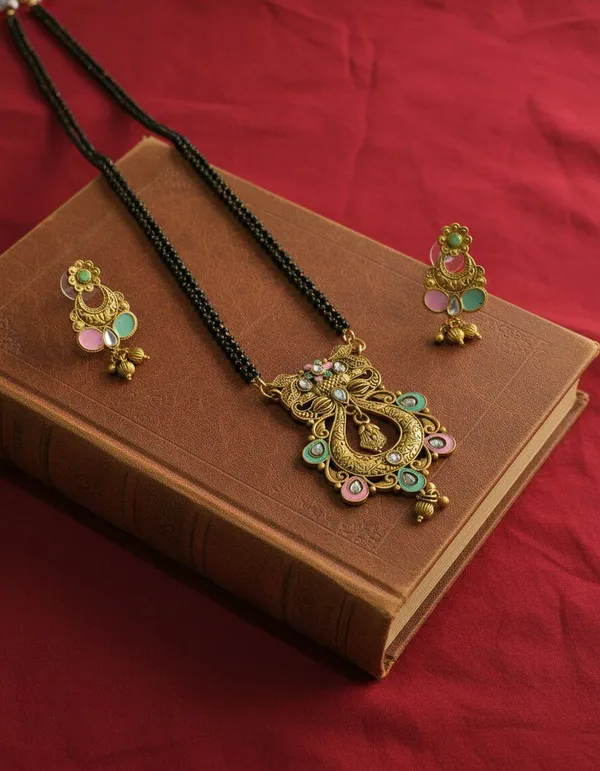Gold_Tone_Beaded_Mangalsutra_Necklace_Set_For_Women