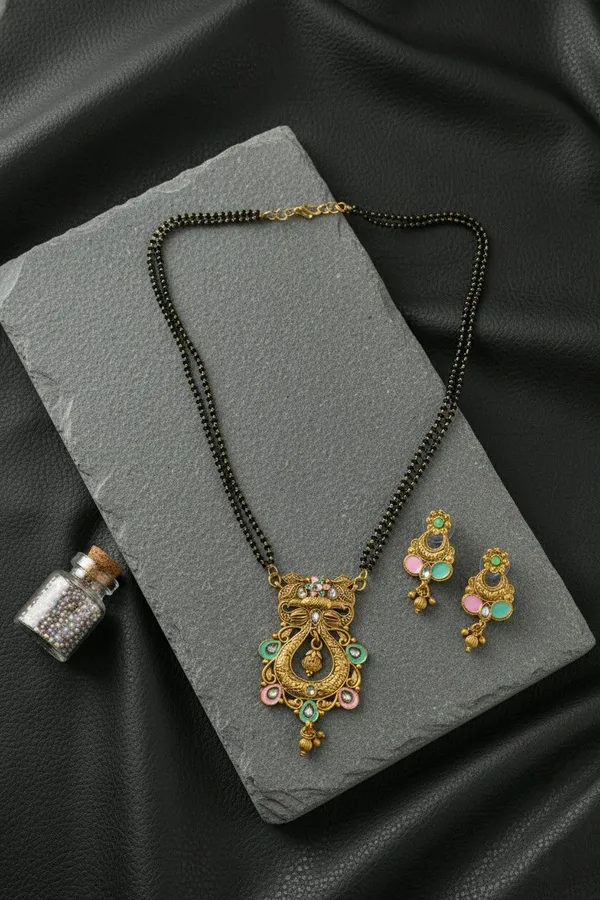 Gold_Tone_Beaded_Mangalsutra_Necklace_Set_For_Women