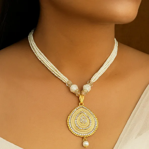 Gold_Tone_Pearl_Layered_Necklace_Set_For_Women