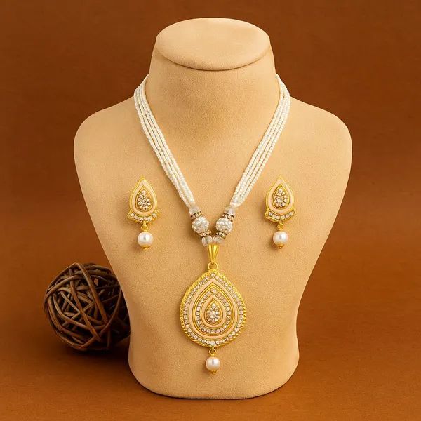 Gold_Tone_Pearl_Layered_Necklace_Set_For_Women