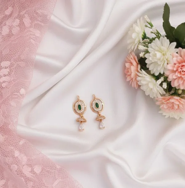 Gold_Tone_Green_Stone_Circular_Jhumka_Earrings_For_Women