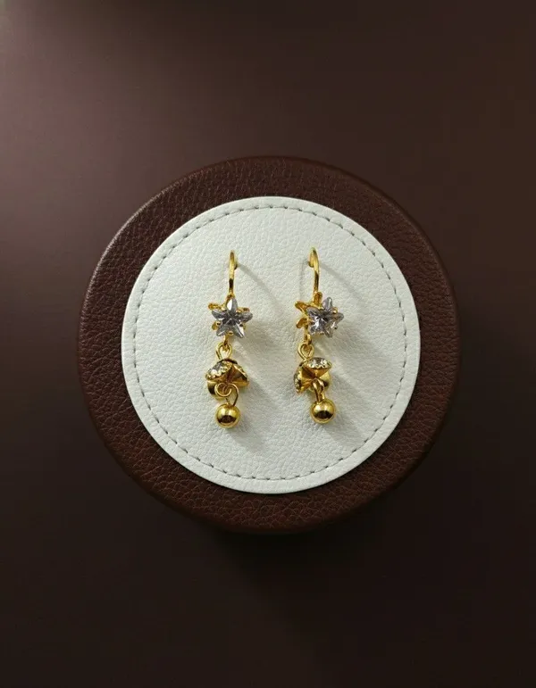 Gold_Tone_Floral_Bead_Drop_Earrings_For_Women