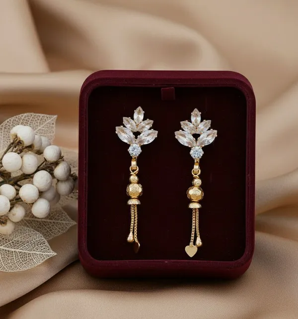 Gold_Tone_Floral_Dangle_Earrings_For_Women