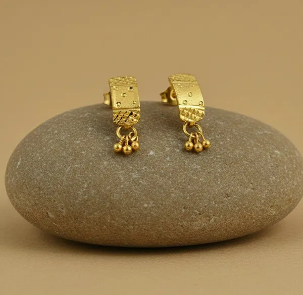 Rose_Gold_Tone_Textured_Rectangular_Drop_Earrings_For_Women