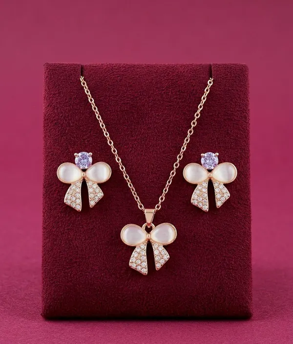 Rose_Gold_Tone_Butterfly_Pendant_Jewellery_Set_For_Women