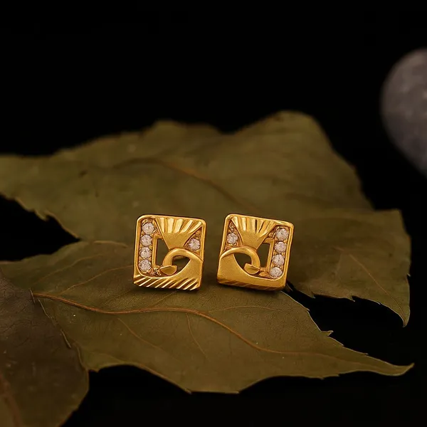 Gold_Tone_Square_Clear_Stone_Stud_Earrings_For_Women