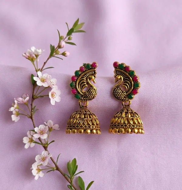 Gold_Tone_Peacock_Stone_Jhumka_Earrings_For_Women