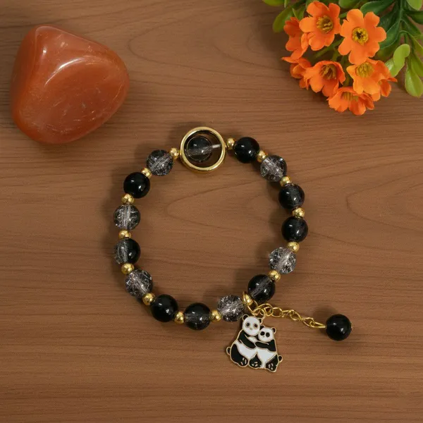 Black_Beaded_Panda_Charm_Bracelet_For_Women