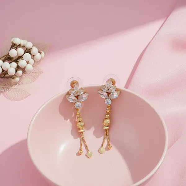 Gold_Tone_Floral_Dangle_Earrings_For_Women