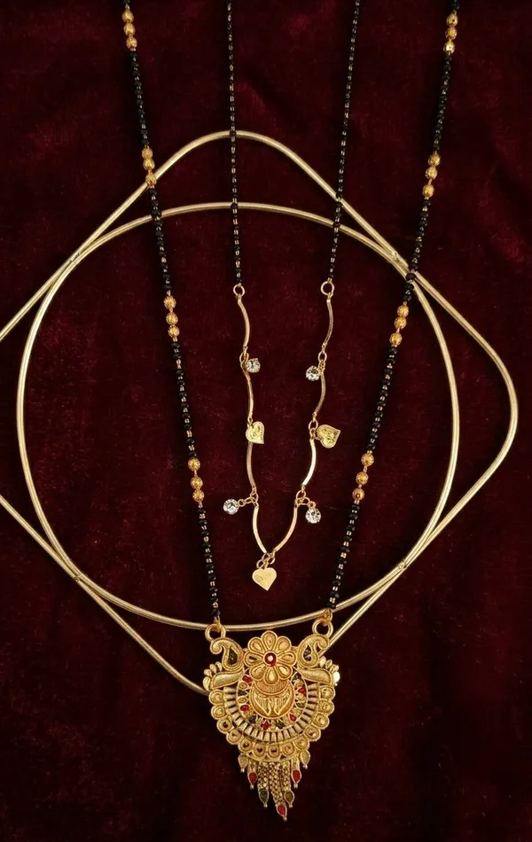 Gold_Tone_Black_Bead_3_Piece_Mangalsutra_Jewellery_Set_For_Women