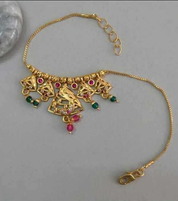 Gold_Tone_Pink_Green_Stone_Traditional_Necklace_For_Women