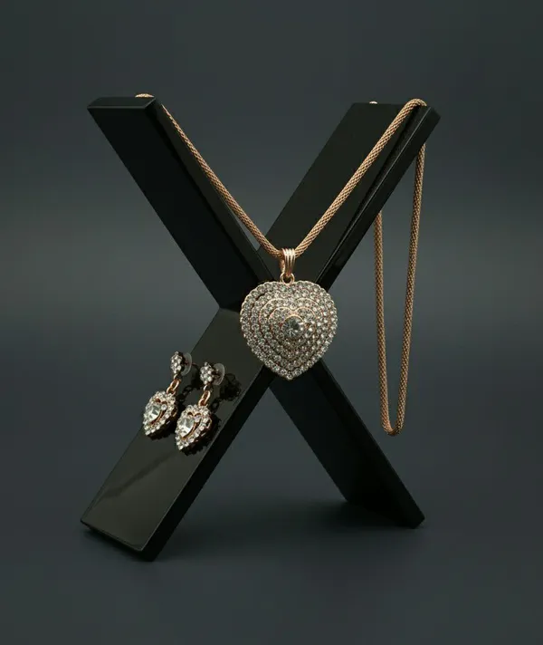 Gold_Tone_Crystal_Heart_Pendant_Jewellery_Set_For_Women