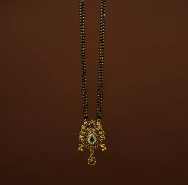 Gold_Tone_Green_Stone_Floral_Pendant_Mangalsutra_For_Women