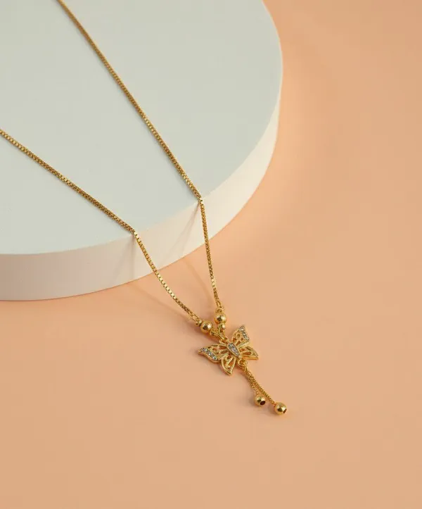 Gold_Tone_Butterfly_Stone_Drop_Pendant_Necklace_For_Women