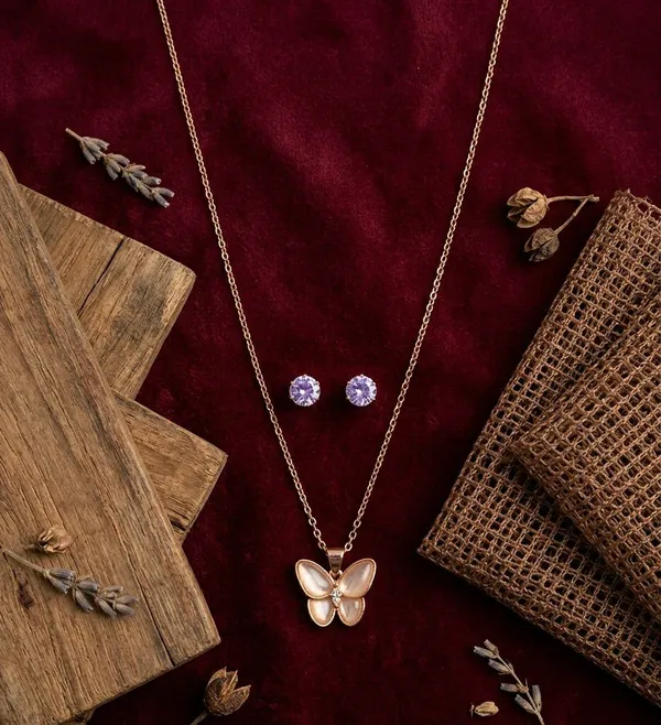 Rose_Gold_Butterfly_Pendant_Necklace_Earrings_Set_For_Women