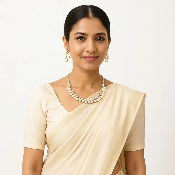 White_Pearl_Gold_Tone_Layered_Necklace_Set_For_Women